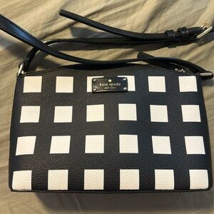 Kate Spade Checkered Block Crossbody Purse, Black White